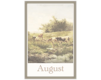 August Classic Art Print 11x17 | Cows | Month Wall Art | No Frame | Collect all 12