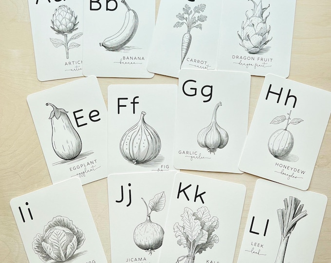 Locally Grown Baby Shower ABC Coloring Alphabet Set, Baby Shower Activity Game, Farmers Market Theme, Recommend Colored Pencils not included