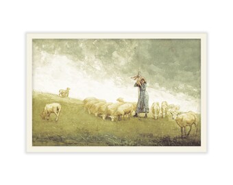 Vintage Sheep in Field 11x17