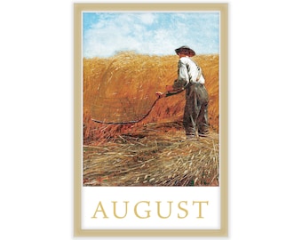 August Wall Art Summer Month Reproduction Vintage Art Print For Home Office Decor For Summer Birthday Gift For Vintage Art Lover Summer Gift