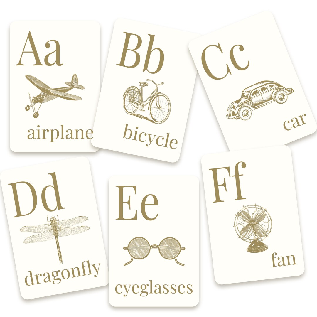 Vintage Schoolhouse Alphabet 5x7 Flashcards Etsy