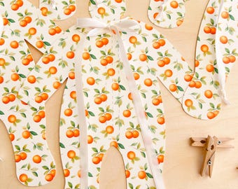 Little Cutie Baby Shower Banner, Elegant Soft Orange Pajama Decor, Cottage Farmhouse Baby Shower Orange Decor, Adjustable Length