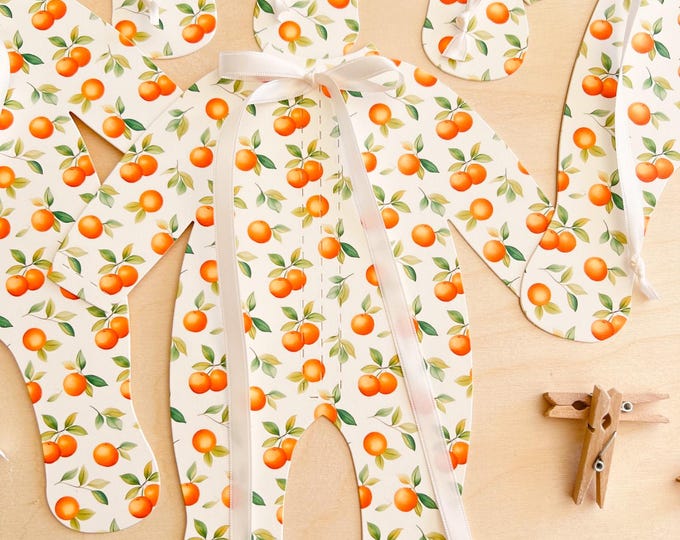 Little Cutie Baby Shower Banner, Elegant Soft Orange Pajama Decor, Cottage Farmhouse Baby Shower Orange Decor, Adjustable Length