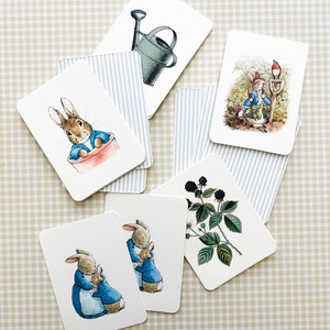 Matching Rabbit Vintage Art Memory Game, Preschool Game,  Family Activity,  Gift for Birthday, 24 Heavy Duty 3 1/2" x 4 7/8" Cards