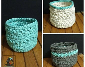crochet pattern, pattern for three baskets, crochet basket