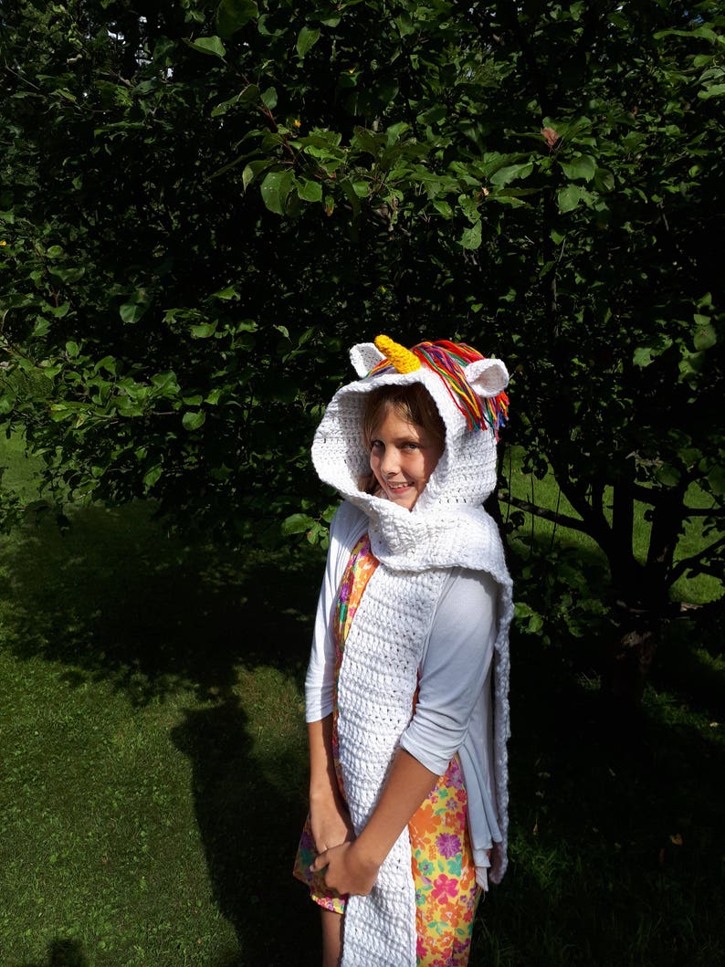 Hooded Scarf Pattern Unicorn Hooded Scarf Crochet Pattern Etsy