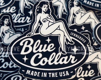 Blue Collar Pin Up Sticker