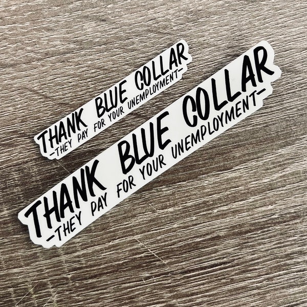 Thank Blue Collar Sticker - Weatherproof Vinyl | LINEMAN Hard Hat Sticker | Blue Collar Stickers