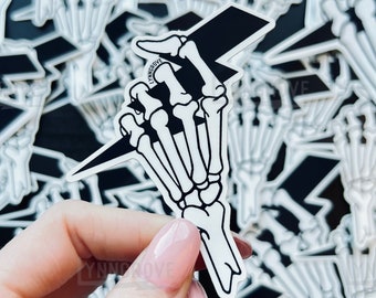 Skeleton Hand Lightning Bolt Sticker