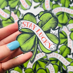STAY LUCKY Hard Hat Sticker -  LINEMAN sticker,  Hard Hat Sticker , Blue Collar Stickers , lucky charm sticker