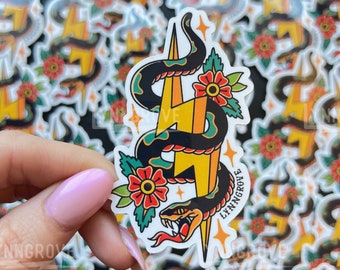 Traditional Snake Bolt Sticker