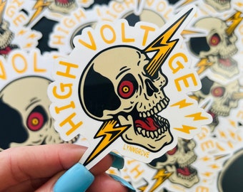 High Voltage Skull Sticker