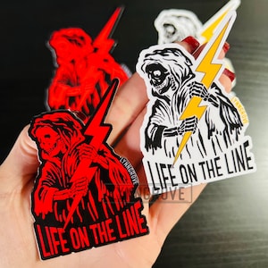 Life on the Line skeleton Sticker - lineman sticker , Hard Hat Sticker , Blue Collar Stickers