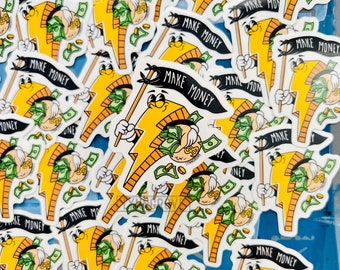 Make Money Cartoon Bolt Sticker