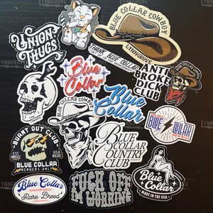 Blue Collar Sticker BUNDLE Pack - LINEMAN stickers , Hard Hat , YETI , Blue Collar Stickers Opt.#2 - 16 Stickers