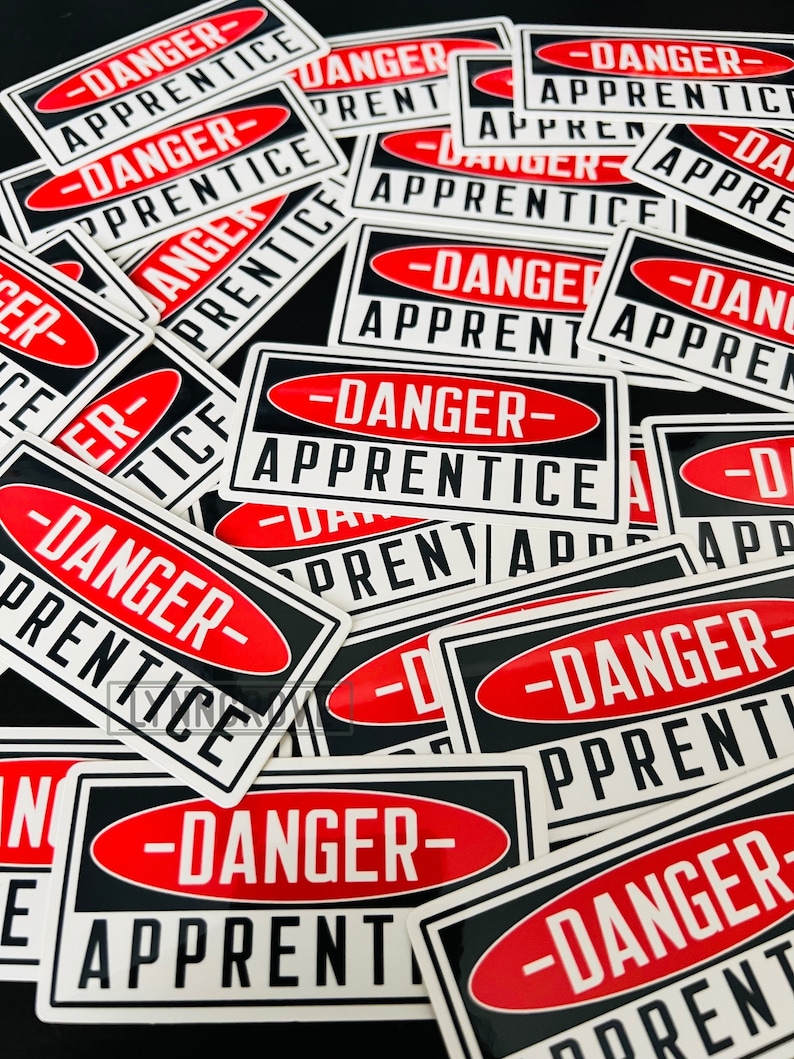 Danger- Apprentice Sticker - Lineman Sticker Hard Hat Sticker Blue ...
