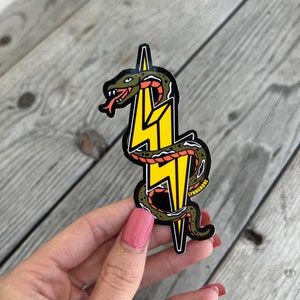 Snake Lightning Bolt Sticker  - Weatherproof Vinyl | lineman sticker Hard Hat Sticker | Blue Collar Stickers