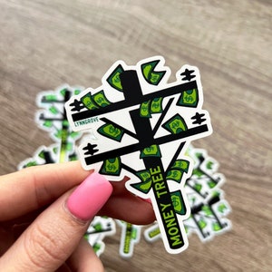 Money Tree Pole Sticker - lineman sticker, Hard Hat Sticker | Blue Collar Stickers