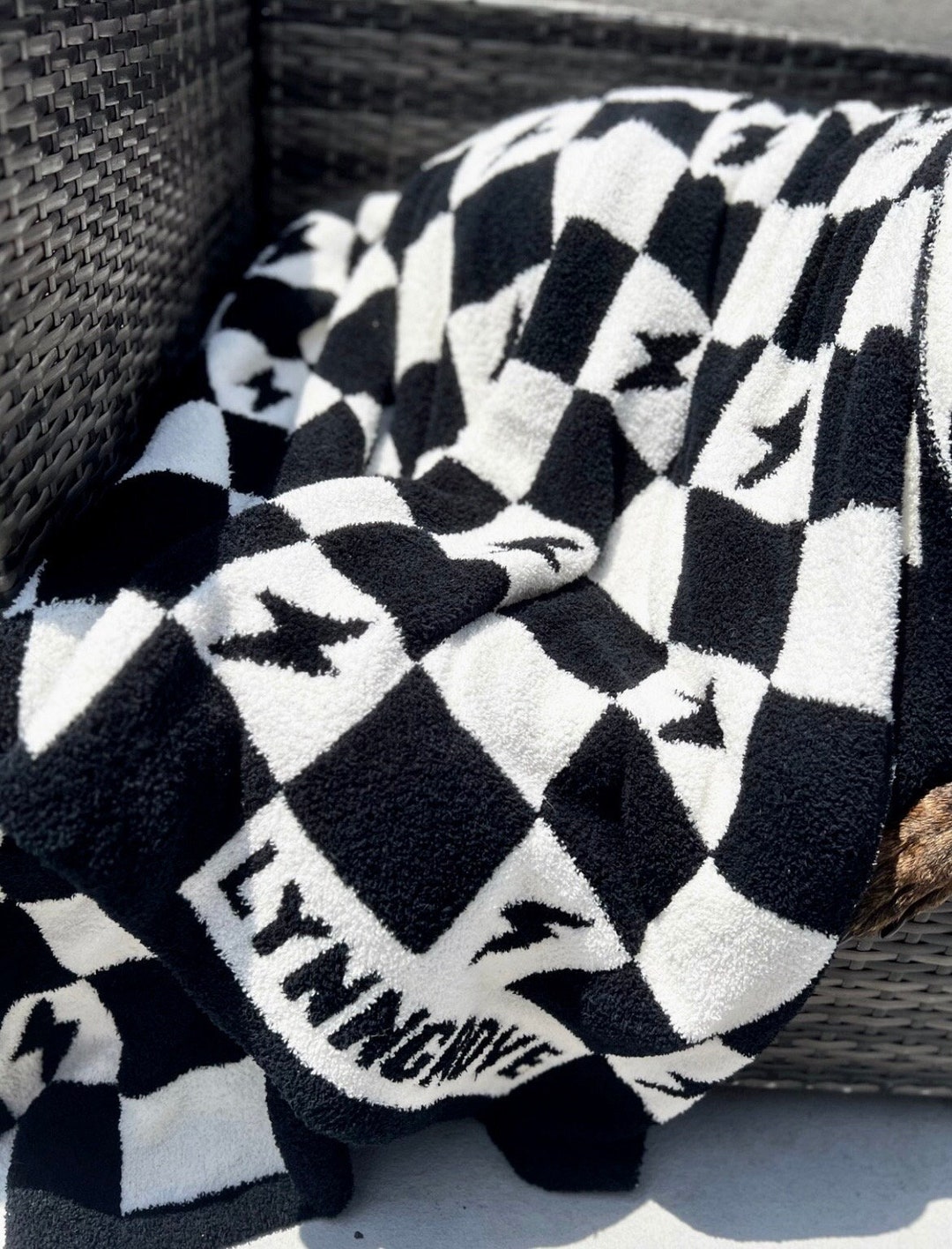 Lightning Bolt Checkered Knit Throw Blanket Lineman Blanket Etsy