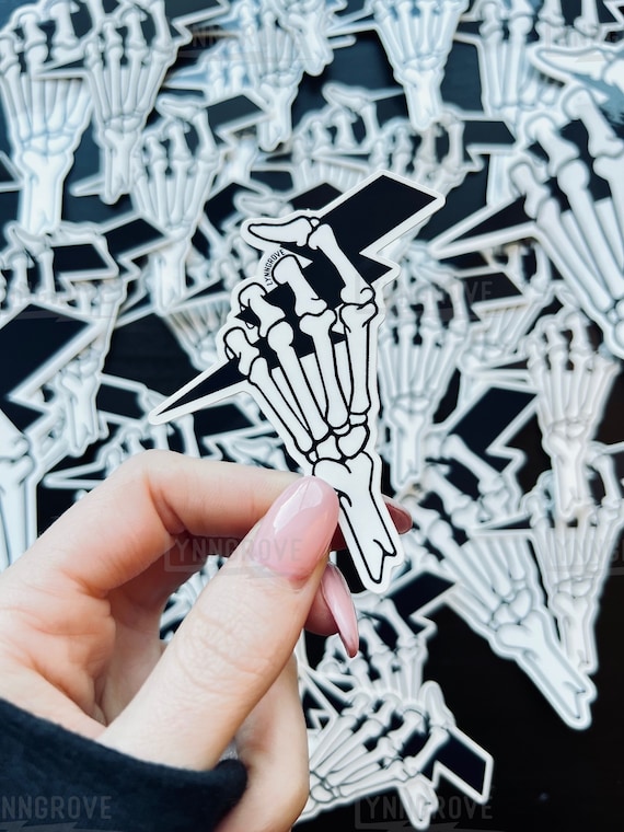 Skeleton Hand Lightning Bolt Sticker - lineman sticker Hard Hat Sticker , Blue Collar Stickers