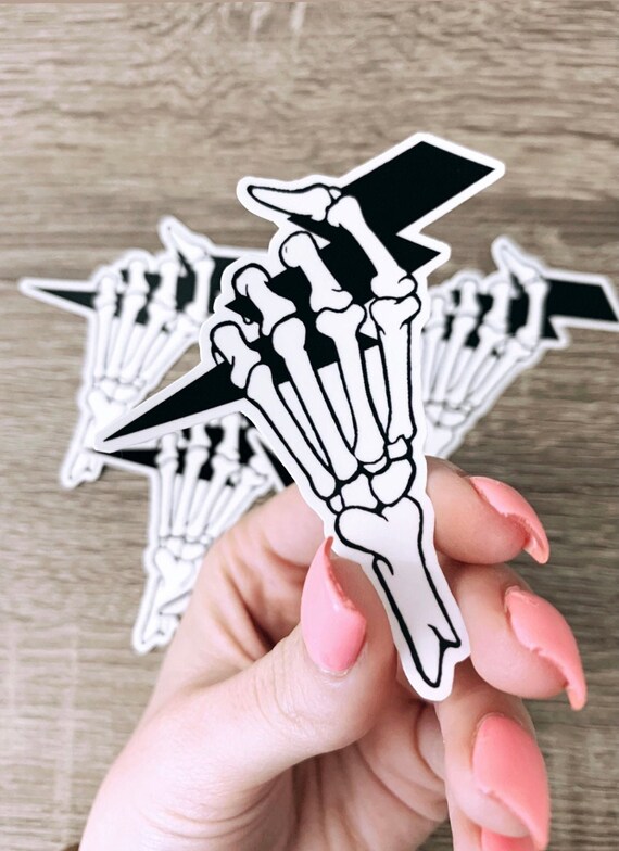Skeleton Hand Lightning Bolt Sticker Weatherproof Vinyl - Etsy