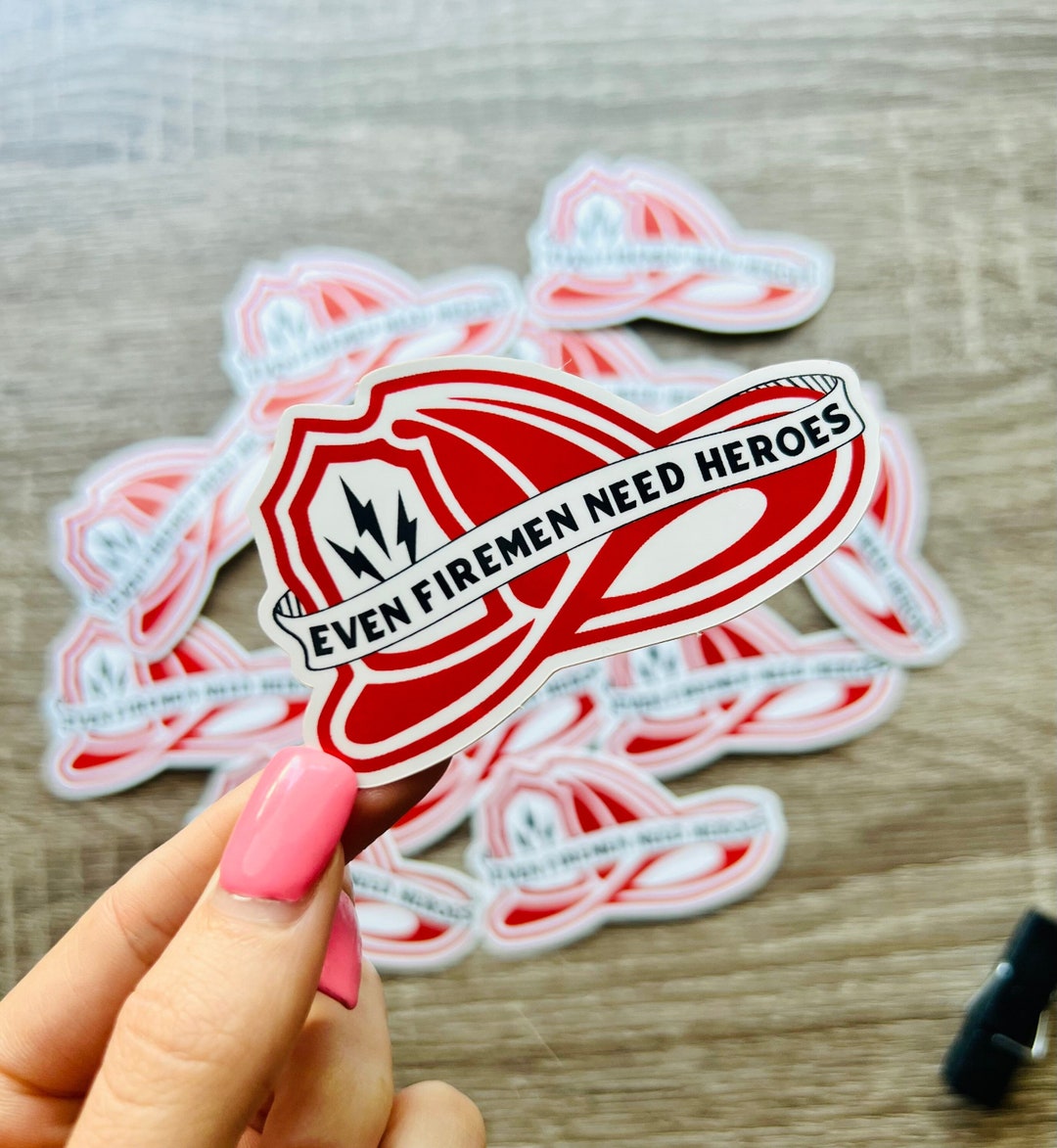 Even Firemen Need Heroes - Lineman Sticker Hard Hat Sticker | Blue ...