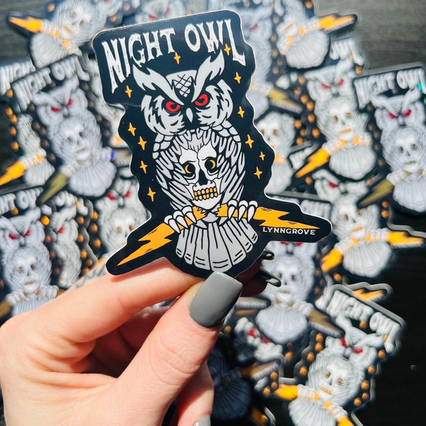 Night Owl Sticker - Weatherproof Vinyl | lineman sticker Hard Hat Sticker | Blue Collar Stickers