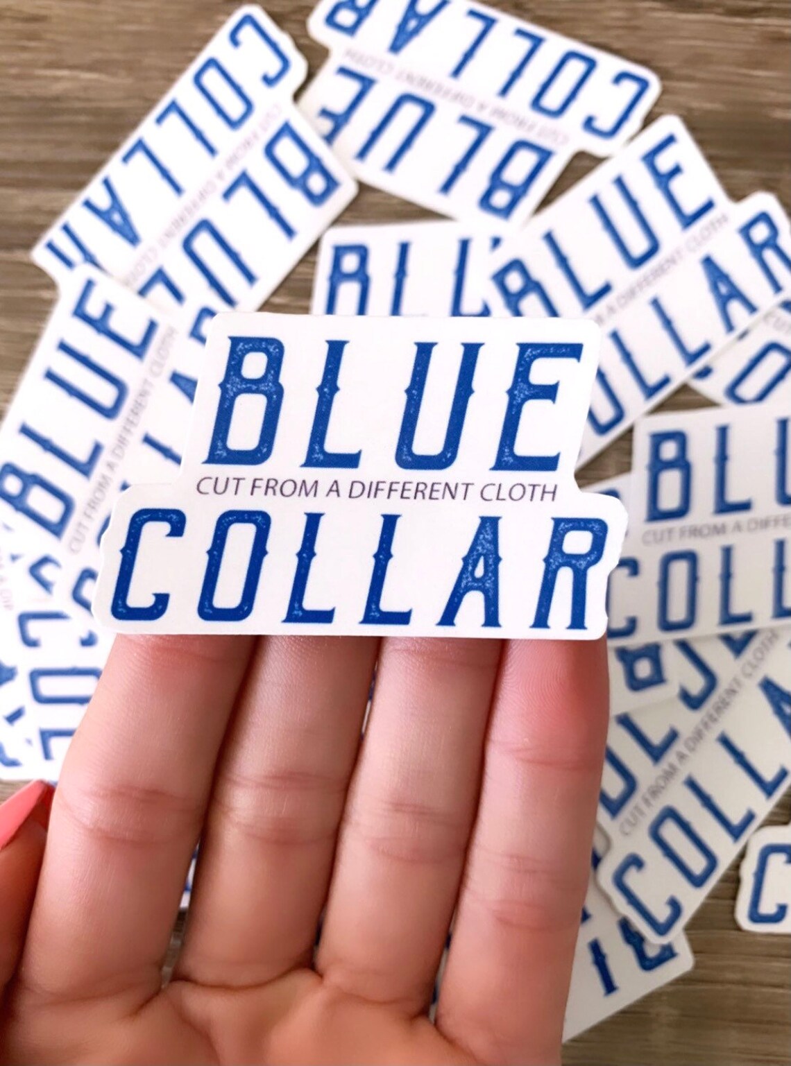 Blue Collar Sticker Cut From A Different Cloth WATERPROOF ...