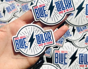 RETRO Blue Collar Sticker