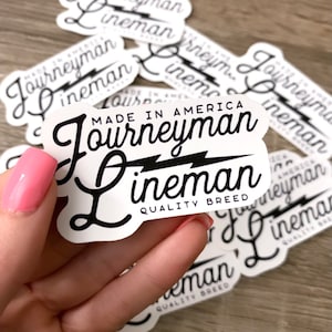 Journeyman Lineman Sticker - Weatherproof Vinyl | lineman sticker Hard Hat Sticker  | Blue Collar Stickers