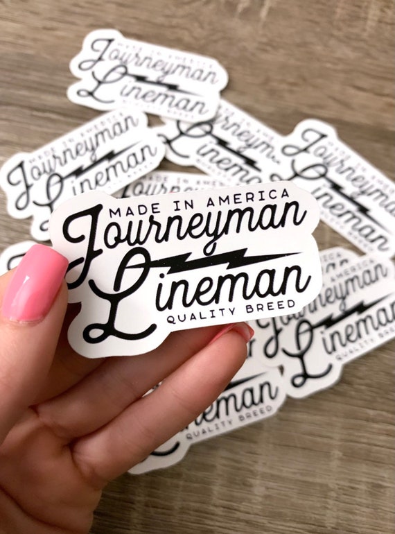 Journeyman Lineman Sticker - Weatherproof Vinyl | lineman sticker Hard Hat Sticker  | Blue Collar Stickers