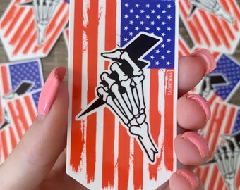 Skeleton Hand Flag Sticker