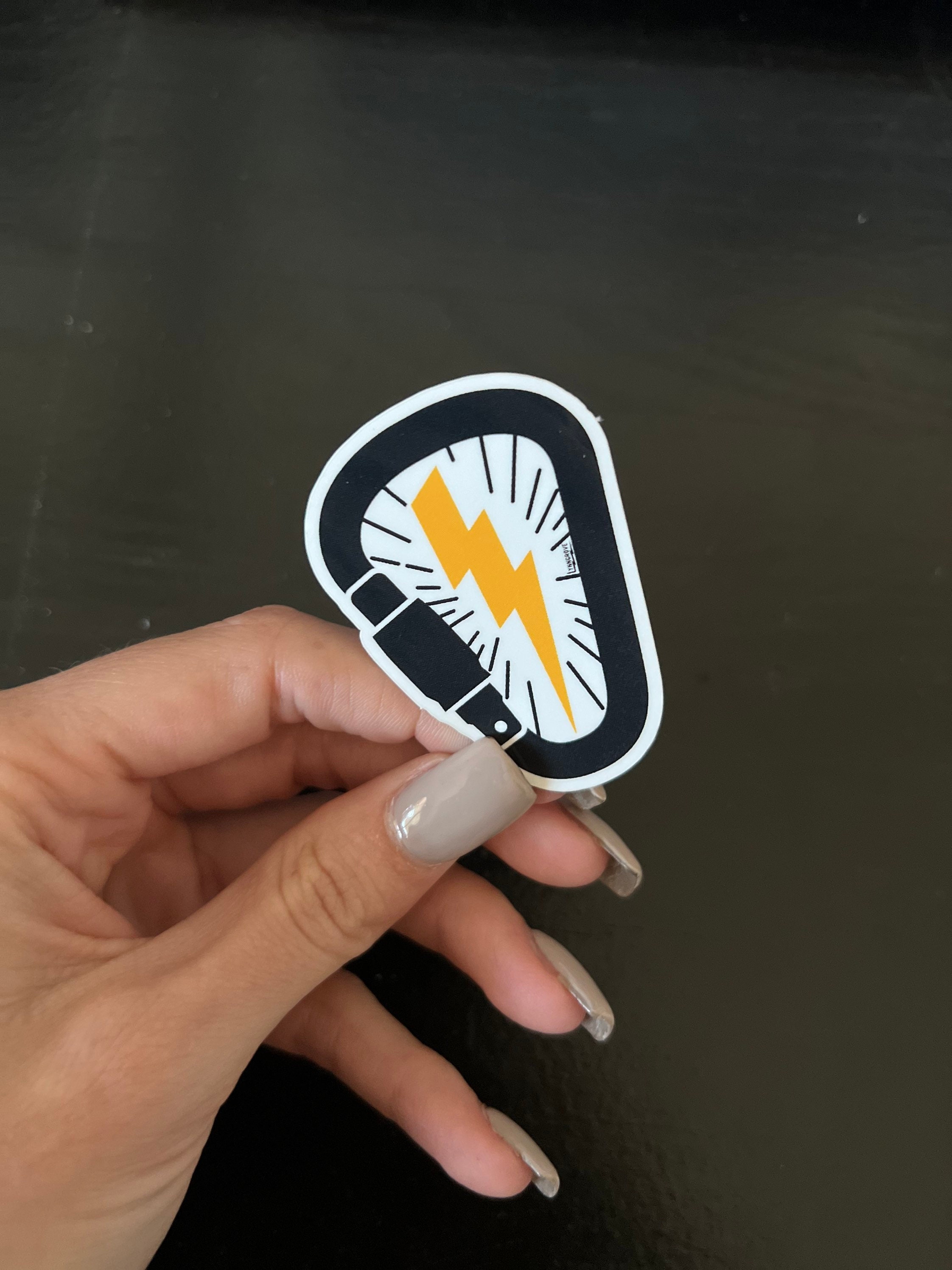 Carabiner Lightning Sticker - Weatherproof Vinyl, lineman sticker Hard Hat  Sticker, YETI Stickers