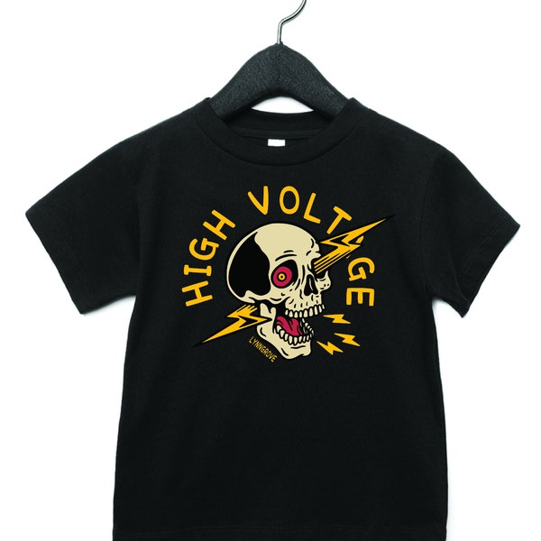 KIDS High Voltage Skull  - lineman shirt - T-Shirt Blue Collar Shirt - Blue Collar Worker - linewife - Line Kid