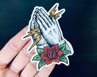 PRAY HANDS Bolt Sticker