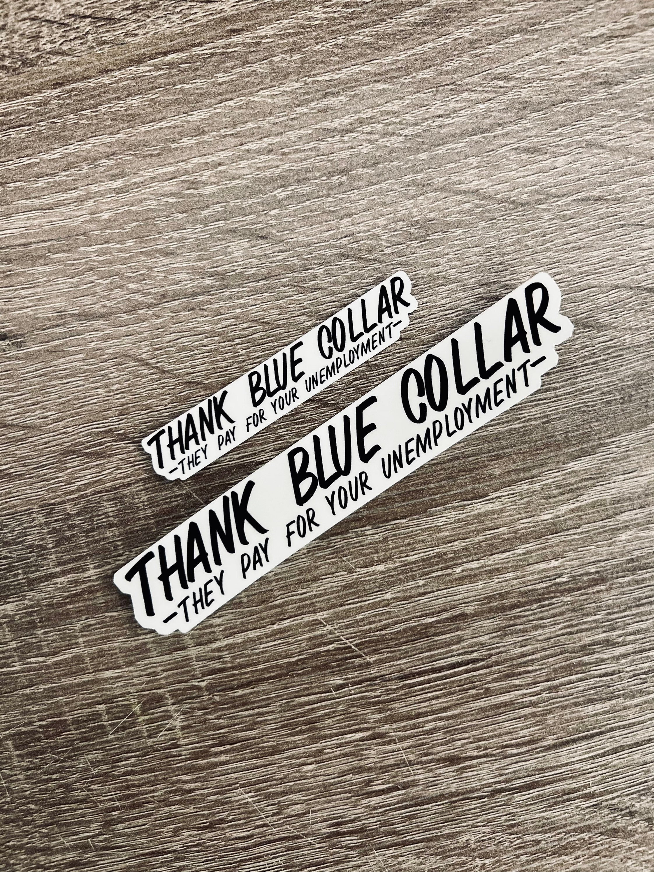 Thank Blue Collar Sticker Weatherproof Vinyl LINEMAN Hard 