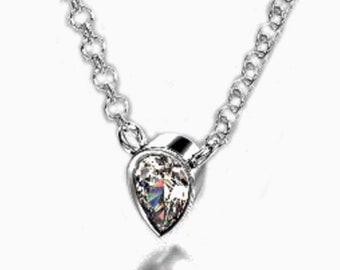 Pear Shaped Diamond Necklace / Pear Diamond Necklace / Diamond Bezel Setting Necklace 14k 18k Gold / Valentine Gift For Her
