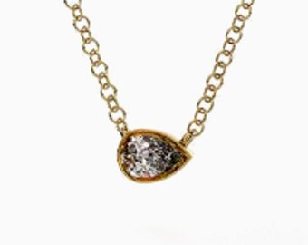 14k Gold Pendant, Pear Shape Diamond 0.15 CTW. Classics and Minimalist Necklace. A perfect gift for every woman!