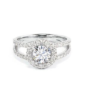 Engagement Ring Double halo  Siad & Classic ,With 2 band  diamond Rings Holding the halo. by MIUR ART