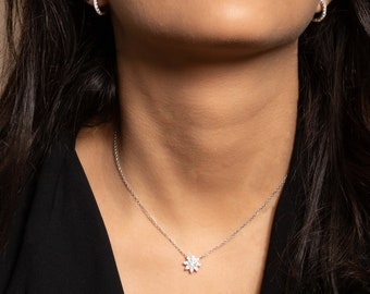 Sunflower Diamond Necklace /pear shape diamond necklace /Sunflower Necklace / 14K Gold / 3/4 CTW Diamond / 8 Pear Shape Diamond  /