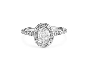 Oval  Engagement Diamond  Ring  in 14K Gold  1.00 CT Diamond / Diamond Engagement Ring  / Oval Cut Ring / Halo Ring / Natural Oval  Diamond