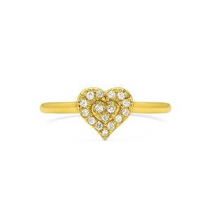 Delicate Diamond Ring 14K Gold , Unique Heart Shape Ring, Promise Ring, Ring for Women, Anniversary Bridal Ring, Heart Ring, Minimalist Ring