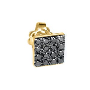 Black Diamond Square Shape Earrings Micro Pave Setting, 14K Gold, 1/4 CTW Natural Diamond , Unisex Studs