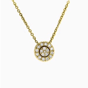 Diamond Round Charm Necklace, 14K Gold, 1/6 CTW Diamond, Gifts for Her, Round Diamond, Minimalist Necklace, Bridal Necklace, Round Pendant image 5