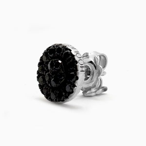 Black Diamond Disc Earrings  Stud Earrings Round Shape Micro Pave Setting in 14K Gold 1/3 CTW Natural Diamond