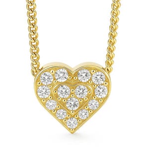 Heart Shape 14K Micro Pave Diamond Necklace  / Diamond Necklace  / Gift for Her / Dainty Diamond Necklace / Tiny Necklace/ Love Necklace