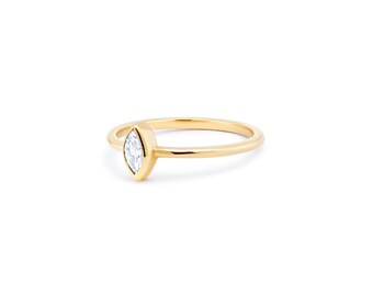 Marquise Diamond Ring, Bezel Setting in 14K Gold- Marquise Ring, Minimal Marquise Ring, The Best Gift for her by MIUR ART