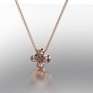 14k Gold Pendant 4 Pears Diamond 1/5 TW image 3