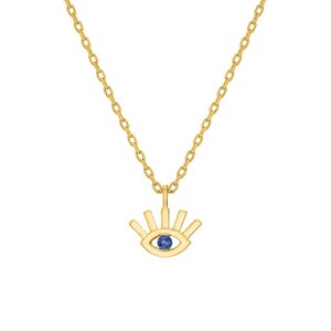 Charm Diamond Necklace Eye Shape in 14K Solid Gold- Tiny Evil Eye / Gold Evil Eye / Good Luck Gift  / Good Luck Charm Protection Necklace