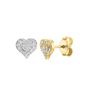 Stud Earrings Heart Shape Micro Pave Setting in 14K Gold 1/6 CTW Natural Diamond- Diamond  Heart Stud Earrings, Dainty Diamond Earrings